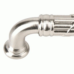 EMTEK 10 5/8 Inch (10 Inch c-c) Solid Brass Ribbon & Reed Fixed Pull - Estate (Brushed Nickel Finish)