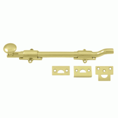 DELTANA 10 Inch Deltana Offset Heavy Duty Surface Bolt (Polished Brass Finish)