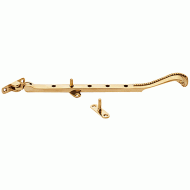 COPPER MOUNTAIN HARDWARE 10 Inch Long Georgian Roped Casement Window Stay Polished Brass Finish