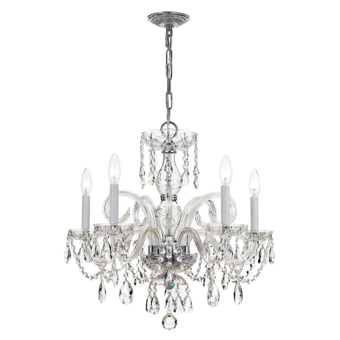 Traditional Crystal 5 Light Hand Cut Crystal Polished Chrome Chandelier Crystorama