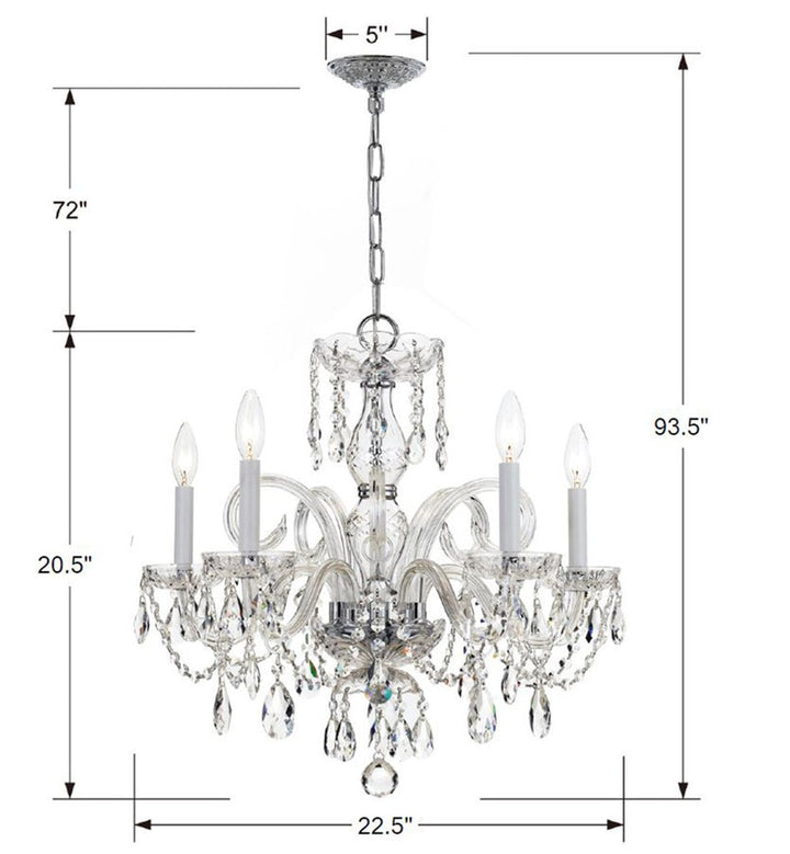 Traditional Crystal 5 Light Hand Cut Crystal Polished Chrome Chandelier Crystorama