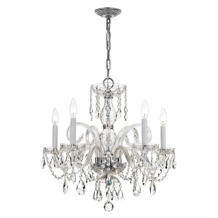 Traditional Crystal 5 Light Swarovski Strass Crystal Polished Chrome Chandelier Crystorama