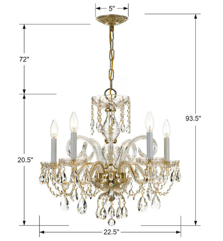 Traditional Crystal 5 Light Hand Cut Crystal Polished Chrome Chandelier Crystorama