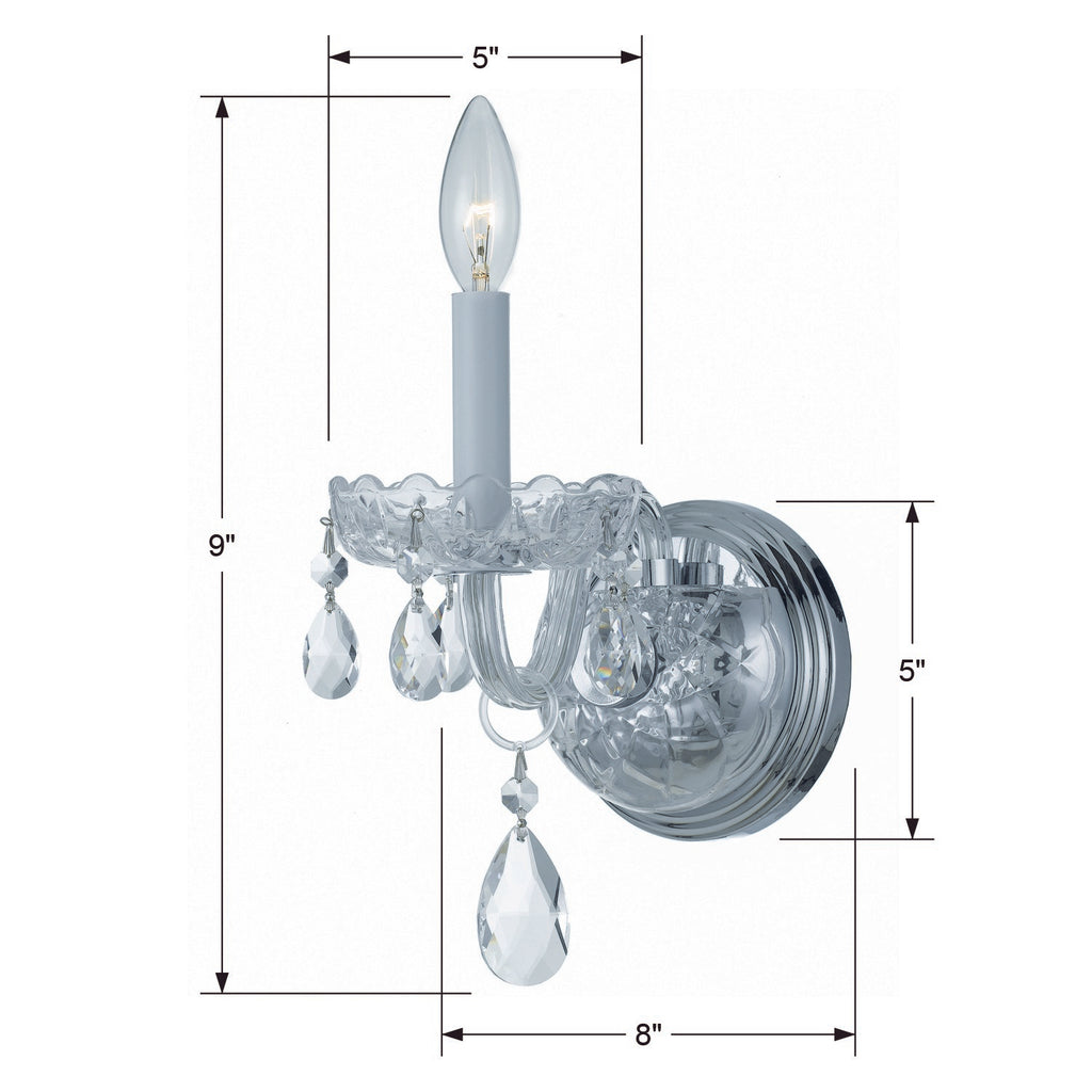 Traditional Crystal 1 Light Hand Cut Crystal Polished Chrome Sconce Crystorama