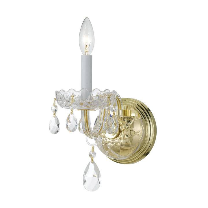 Traditional Crystal 1 Light Hand Cut Crystal Polished Brass Sconce Crystorama