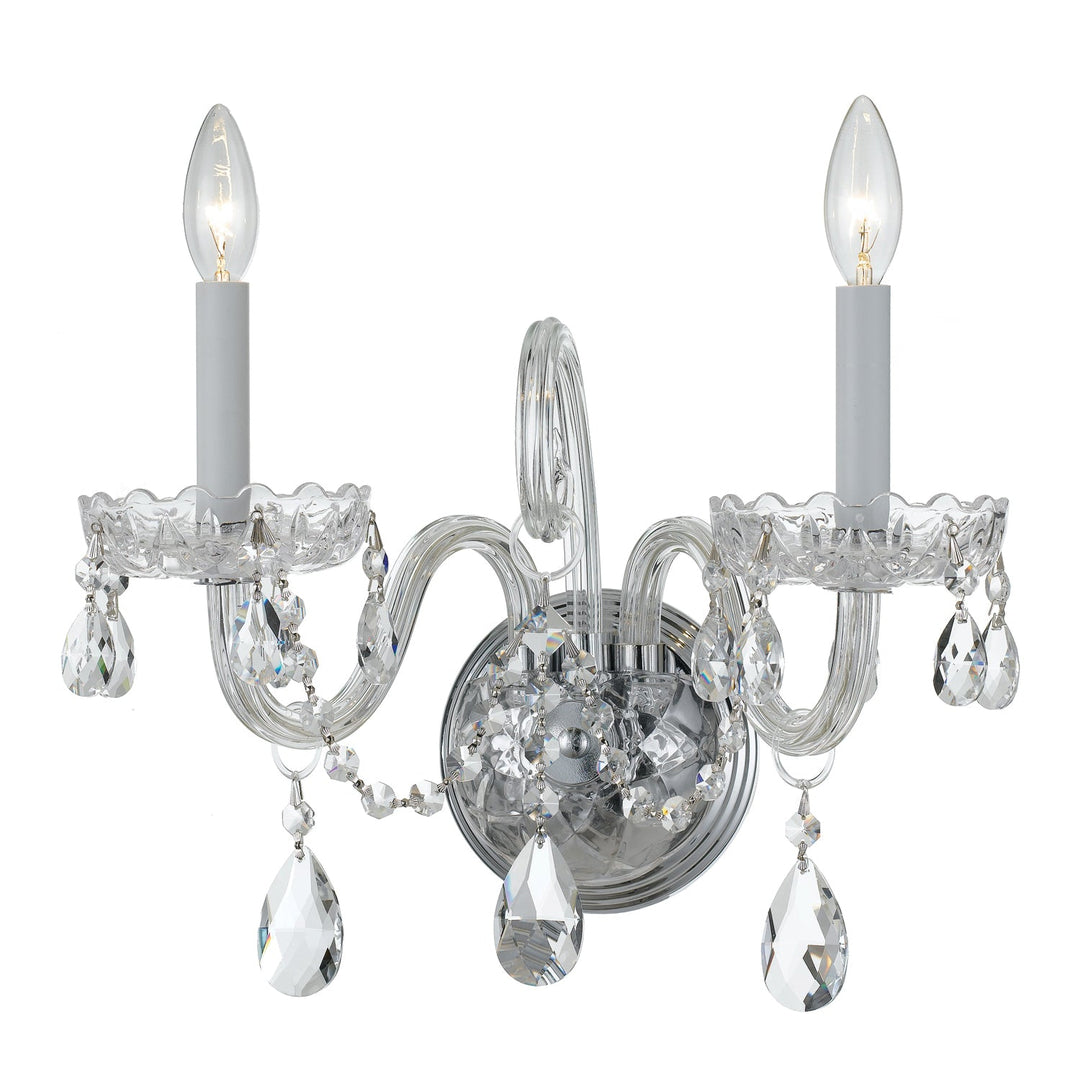 Traditional Crystal 2 Light Hand Cut Crystal Polished Chrome Sconce Crystorama