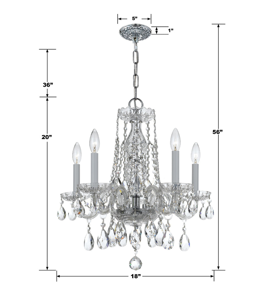 Traditional Crystal 5 Light Hand Cut Crystal Polished Chrome Chandelier Crystorama