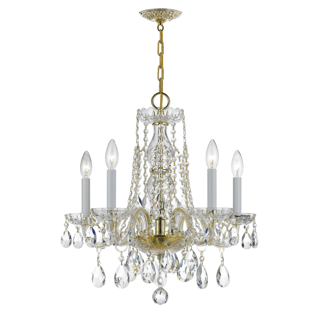 Traditional Crystal 5 Light Hand Cut Crystal Polished Brass Chandelier Crystorama