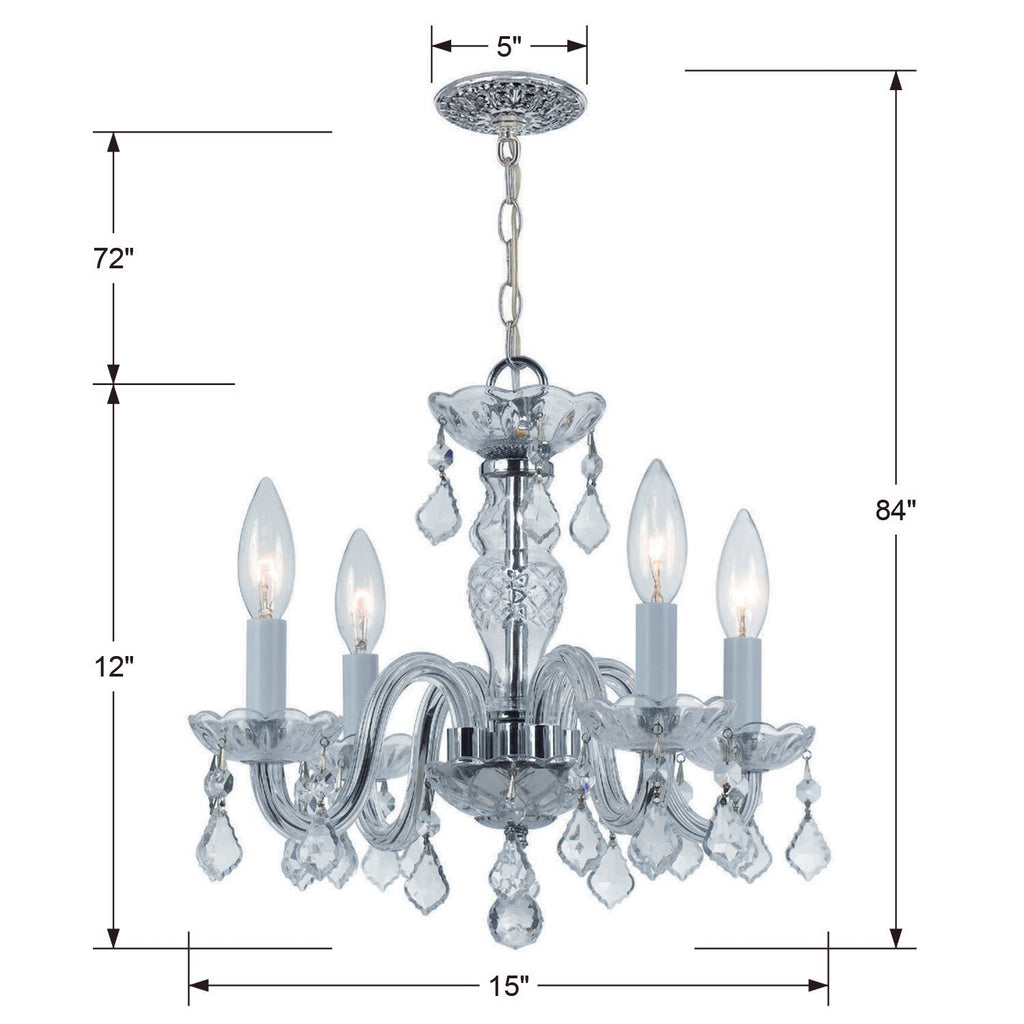 Traditional Crystal 4 Light Hand Cut Crystal Polished Chrome Mini Chandelier Crystorama