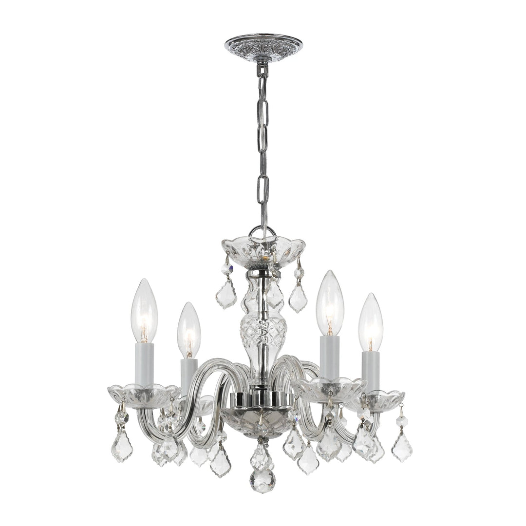 Traditional Crystal 4 Light Swarovski Strass Crystal Polished Chrome Mini Chandelier Crystorama