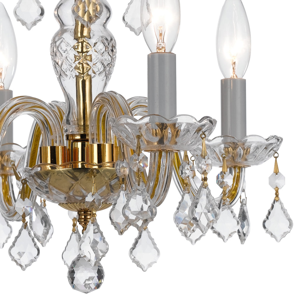 Traditional Crystal 4 Light Spectra Crystal Polished Brass Mini Chandelier Crystorama