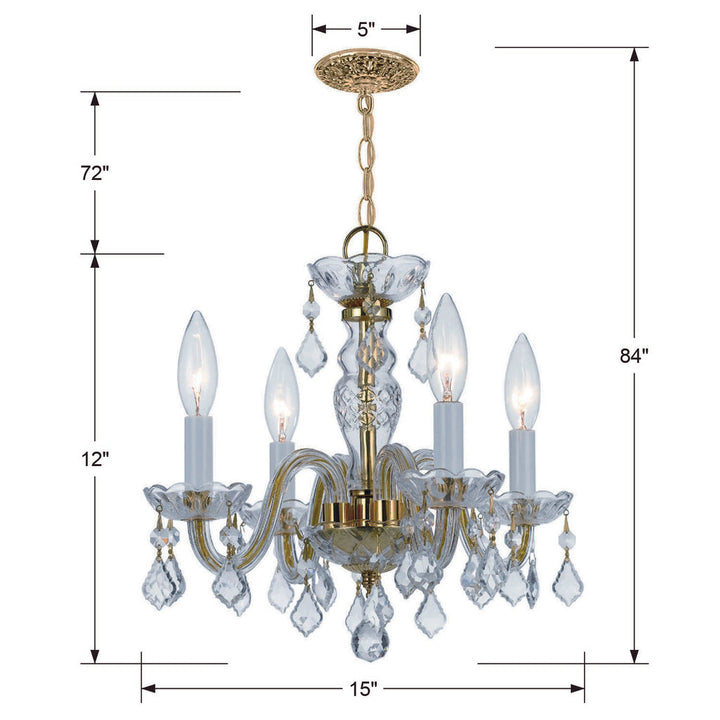 Traditional Crystal 4 Light Spectra Crystal Polished Brass Mini Chandelier Crystorama