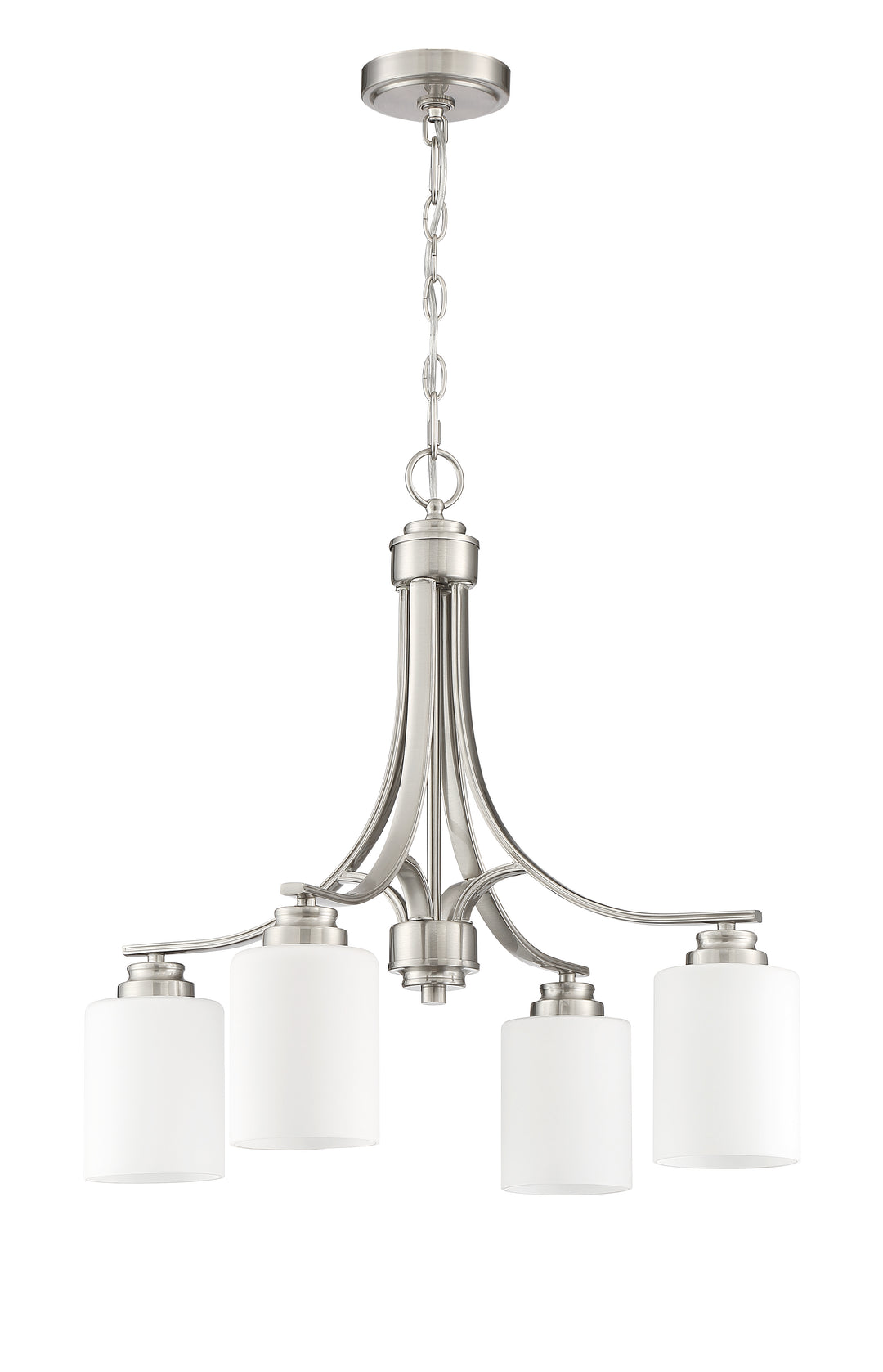 CRAFTMADE Bolden 4 Light Chandelier in Brushed Polished Nickel (White Glass)