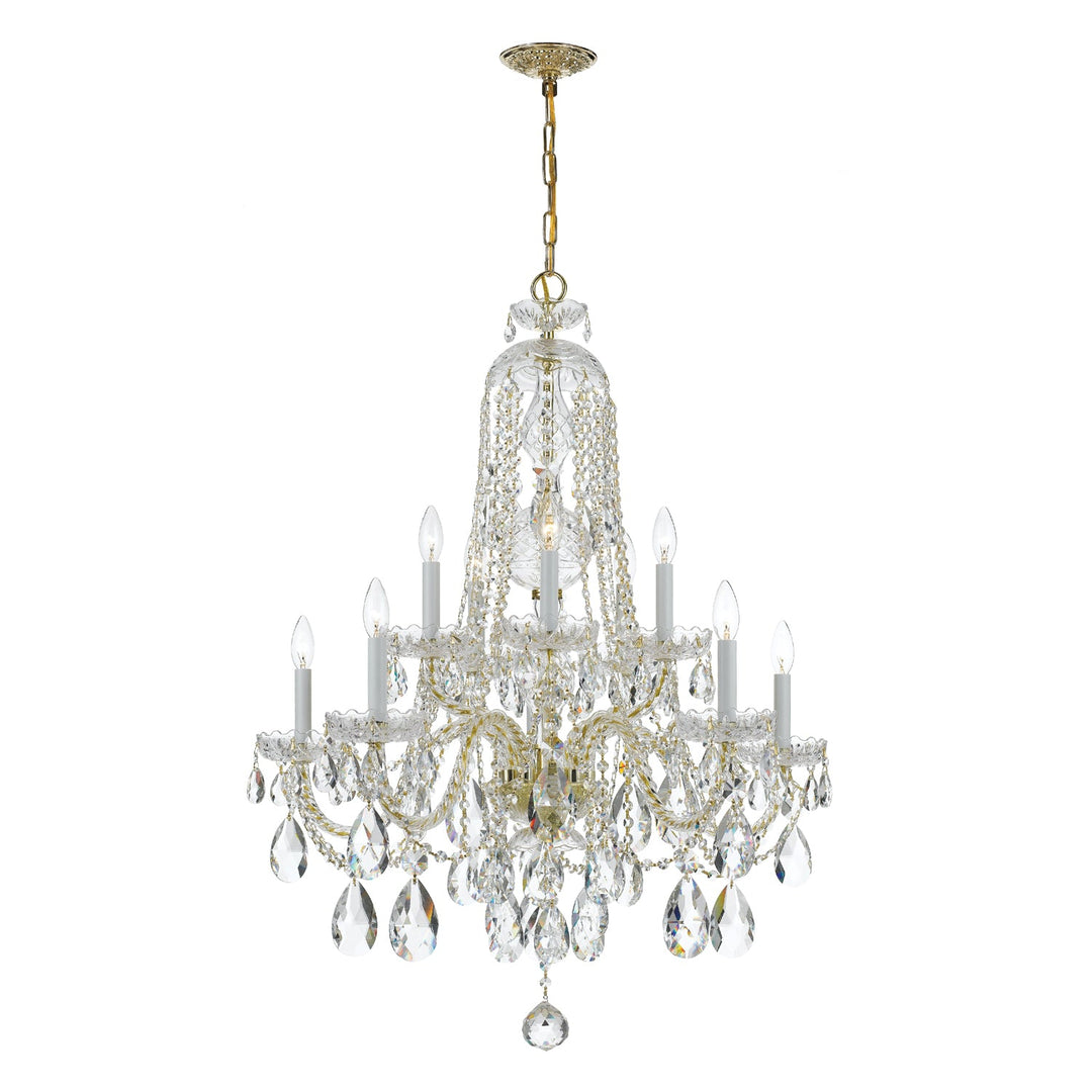 Traditional Crystal 10 Light Swarovski Strass Crystal Polished Brass Chandelier Crystorama