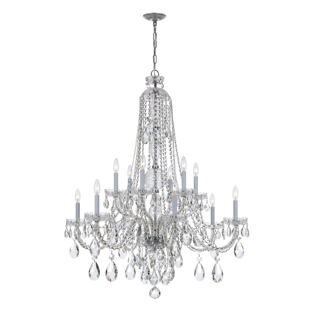 Traditional Crystal 12 Light Hand Cut Crystal Polished Chrome Chandelier Crystorama