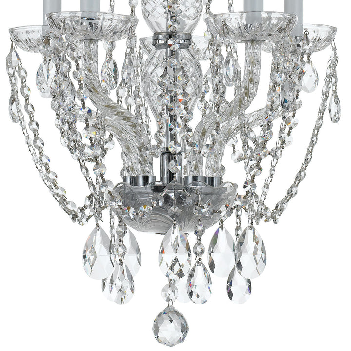 Traditional Crystal 5 Light Hand Cut Crystal Polished Chrome Mini Chandelier Crystorama