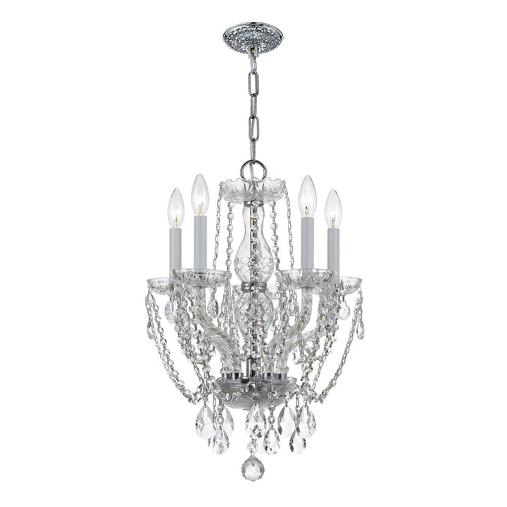 Traditional Crystal 5 Light Swarovski Strass Crystal Polished Chrome Mini Chandelier Crystorama