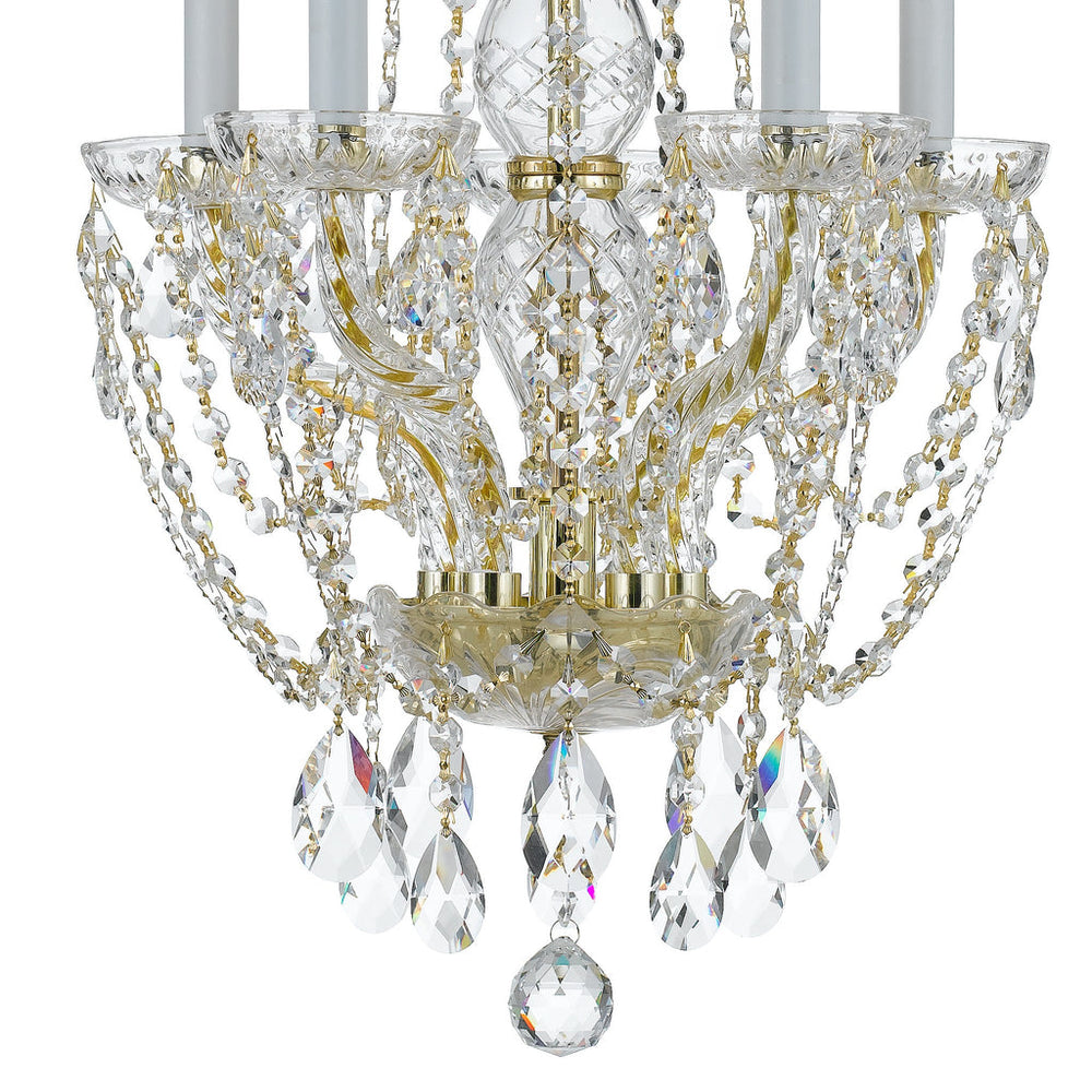 Traditional Crystal 5 Light Spectra Crystal Polished Brass Mini Chandelier Crystorama