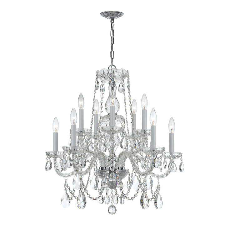 Traditional Crystal 10 Light Hand Cut Crystal Polished Chrome Chandelier Crystorama