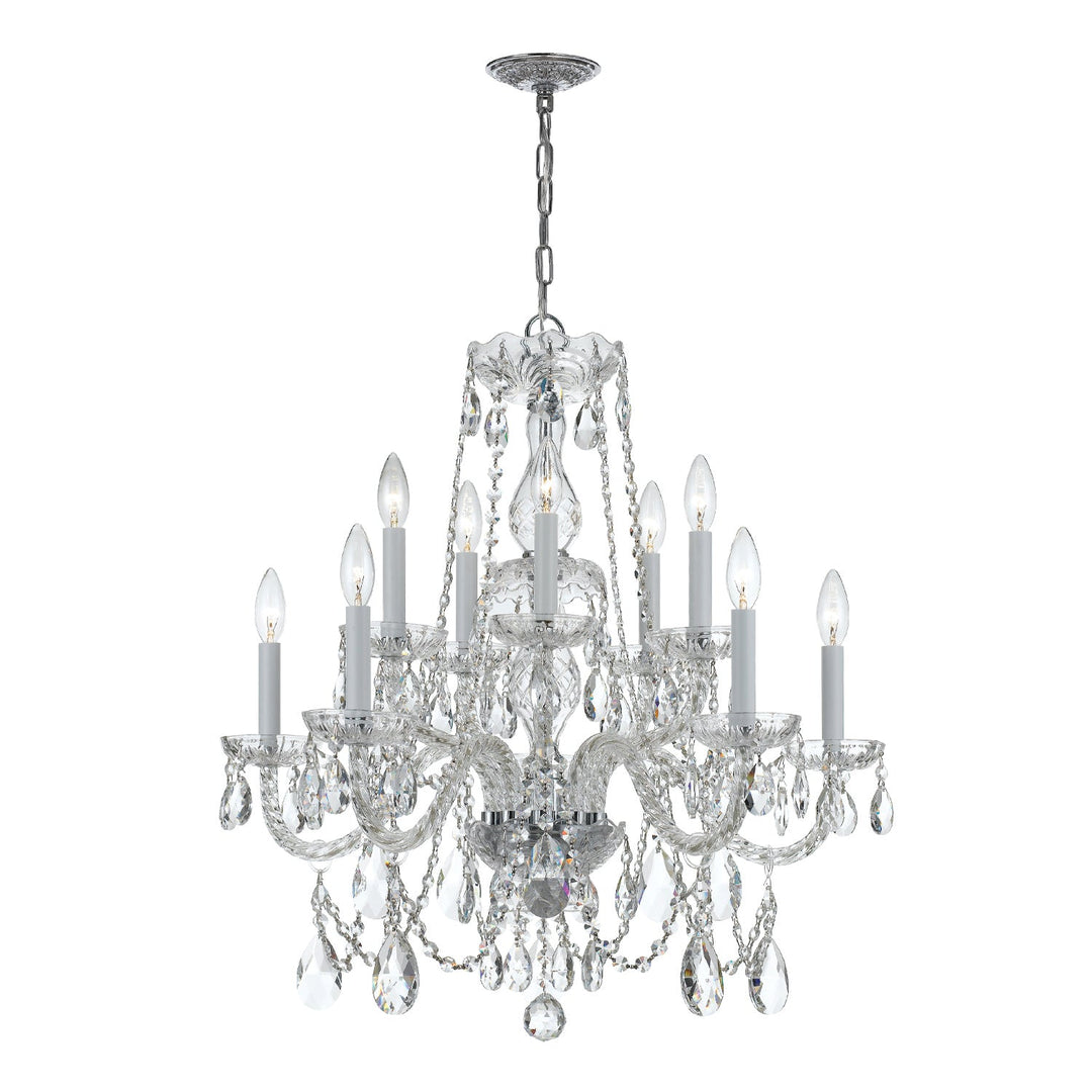 Traditional Crystal 10 Light Swarovski Strass Crystal Polished Chrome Chandelier Crystorama