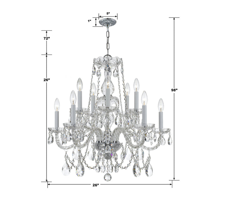 Traditional Crystal 10 Light Spectra Crystal Polished Chrome Chandelier Crystorama