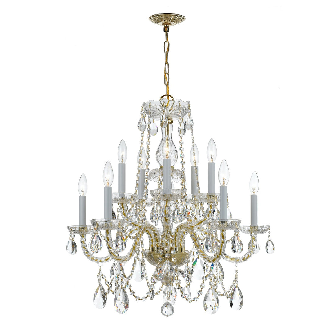 Traditional Crystal 10 Light Hand Cut Crystal Polished Brass Chandelier Crystorama