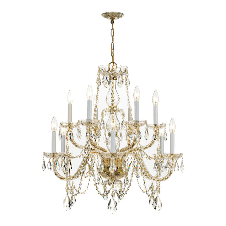 Traditional Crystal 12 Light Spectra Crystal Polished Brass Chandelier Crystorama