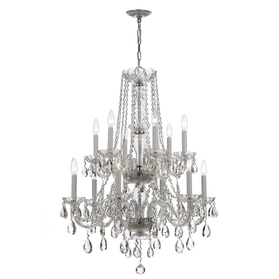 Traditional Crystal 12 Light Swarovski Strass Crystal Polished Chrome Chandelier Crystorama