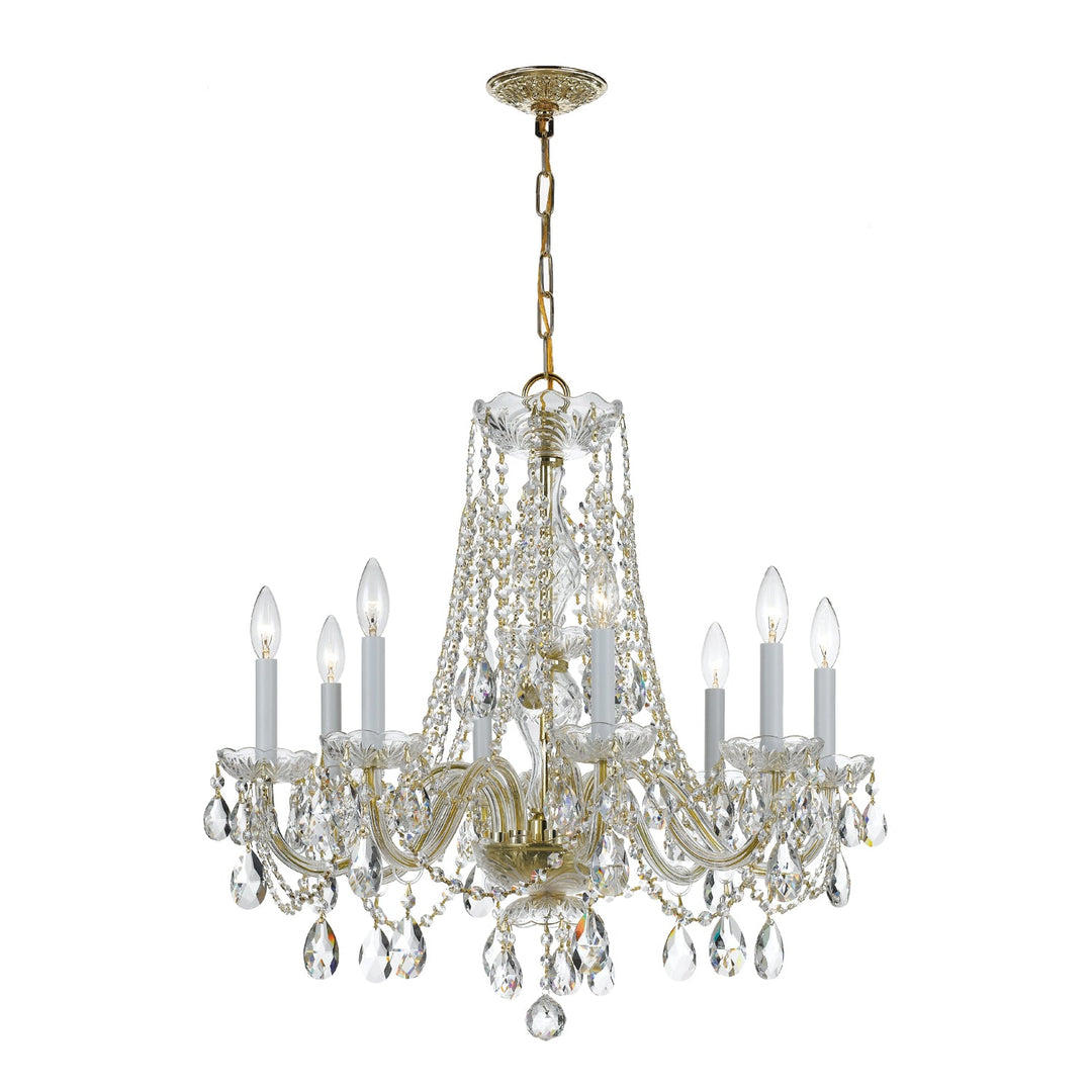 Traditional Crystal 8 Light Swarovski Strass Crystal Polished Brass Chandelier Crystorama