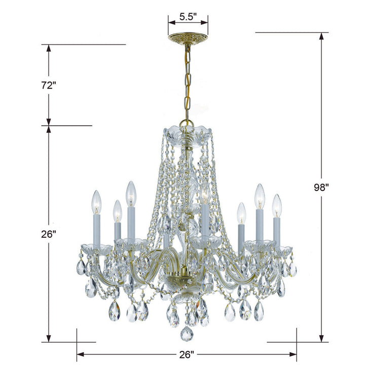 Traditional Crystal 8 Light Spectra Crystal Polished Brass Chandelier Crystorama