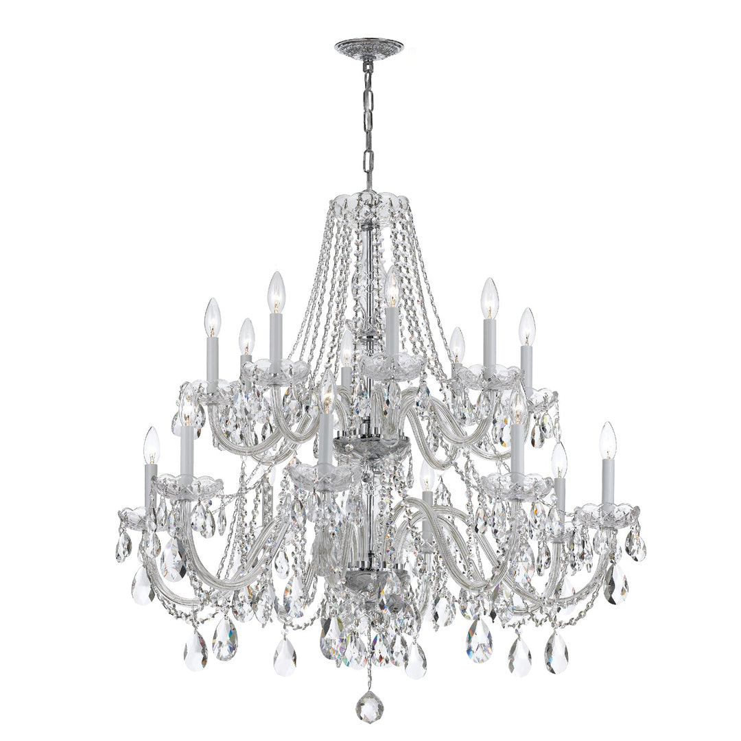 Traditional Crystal 16 Light Hand Cut Crystal Polished Chrome Chandelier Crystorama