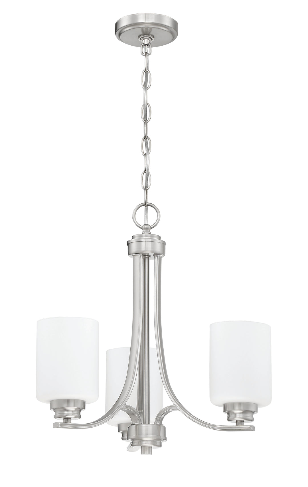 CRAFTMADE Bolden 3 Light Chandelier in Brushed Polished Nickel (White Glass)