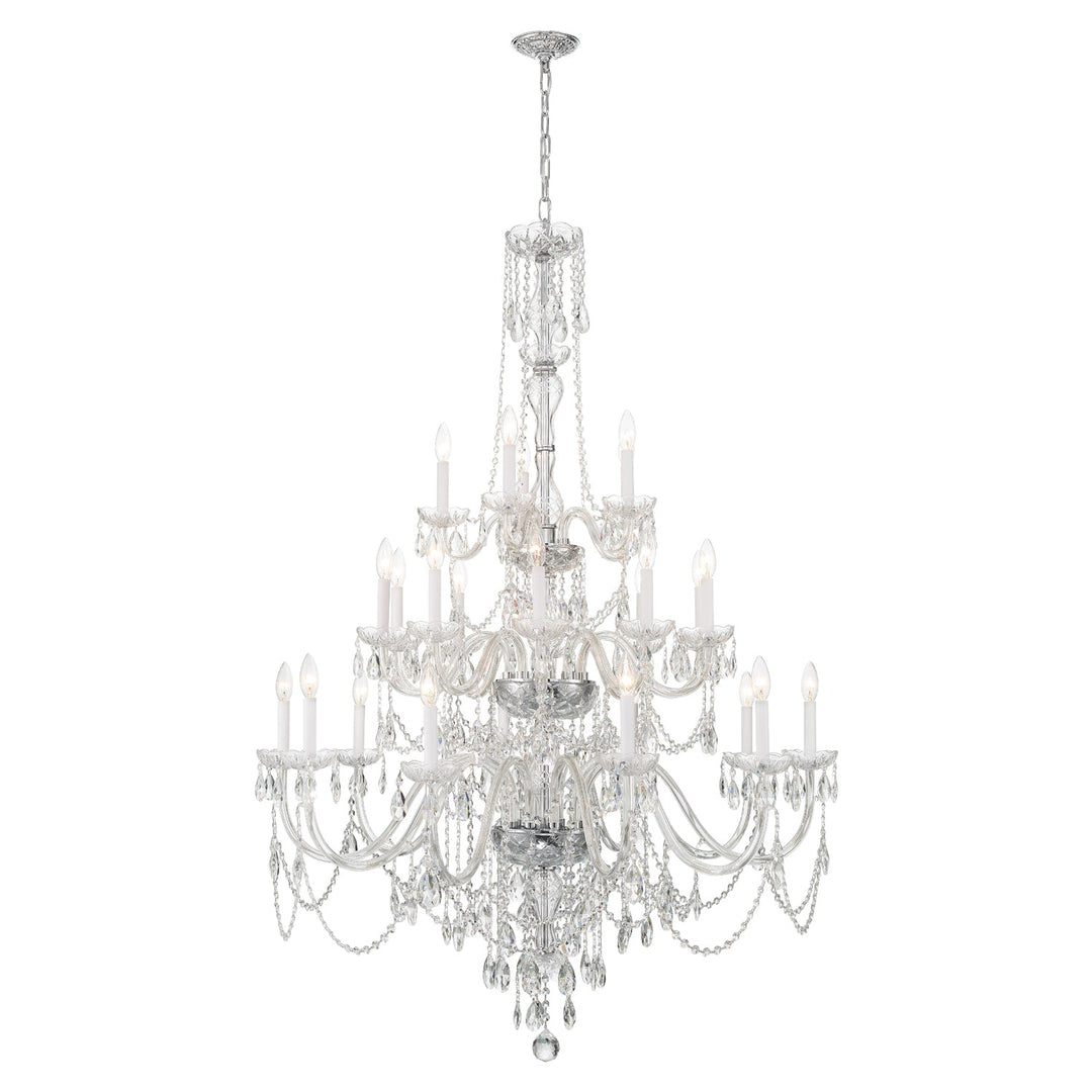 Traditional Crystal 25 Light Hand Cut Crystal Polished Chrome Chandelier Crystorama