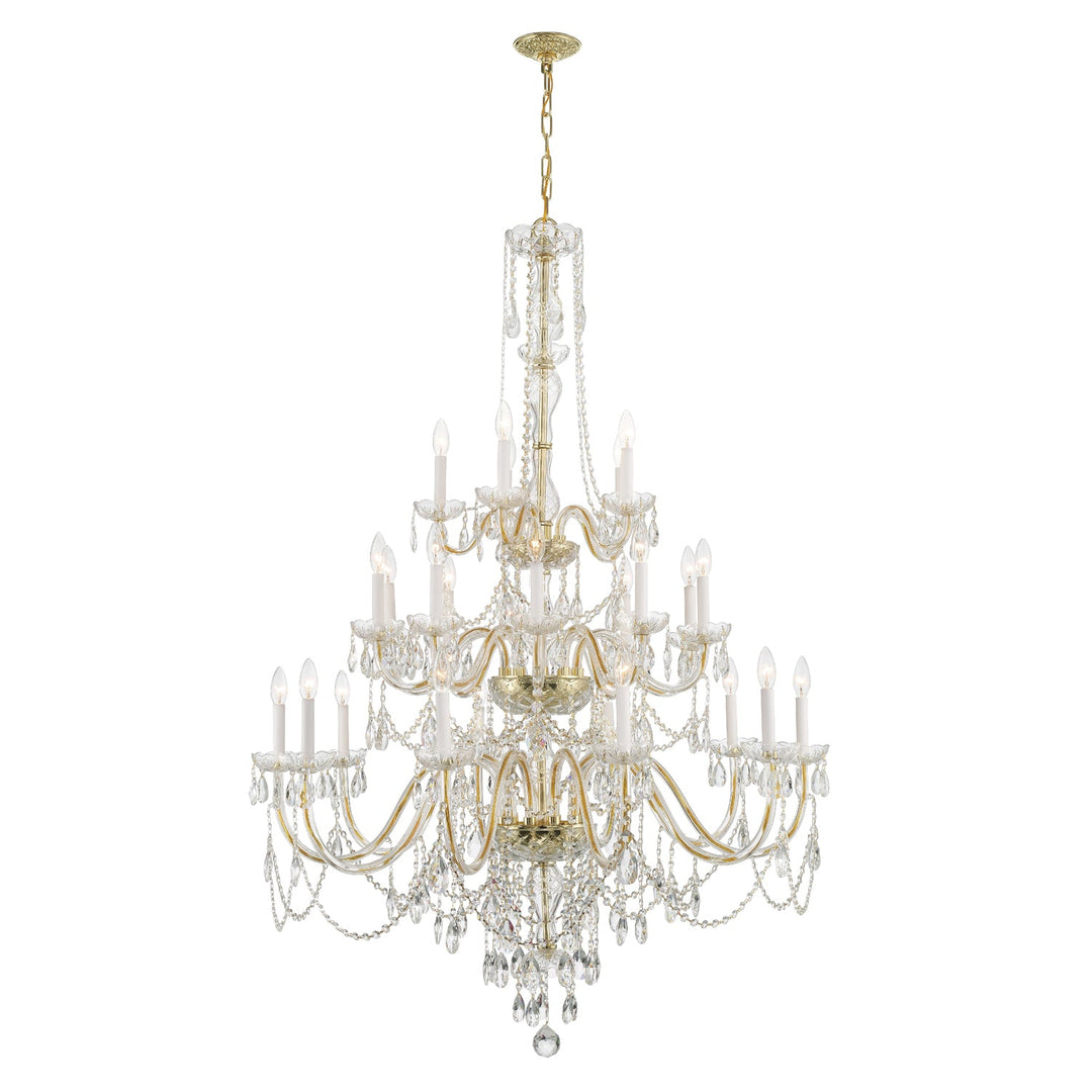 Traditional Crystal 25 Light Hand Cut Crystal Polished Brass Chandelier Crystorama