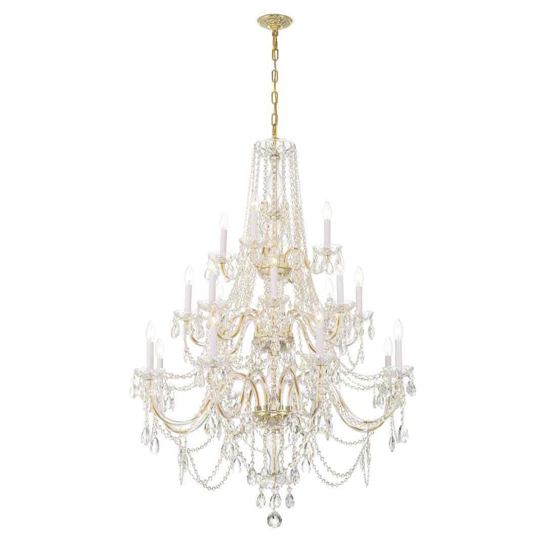 Traditional Crystal 20 Light Hand Cut Crystal Polished Brass Chandelier Crystorama