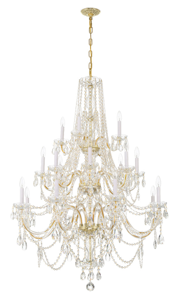 Traditional Crystal 20 Light Hand Cut Crystal Polished Brass Chandelier Crystorama