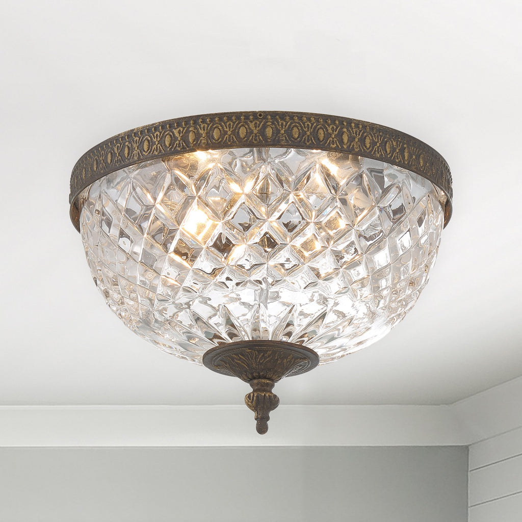 Crystorama Crystorama Crystorama 2 Light English Bronze Crystal Flush Mount