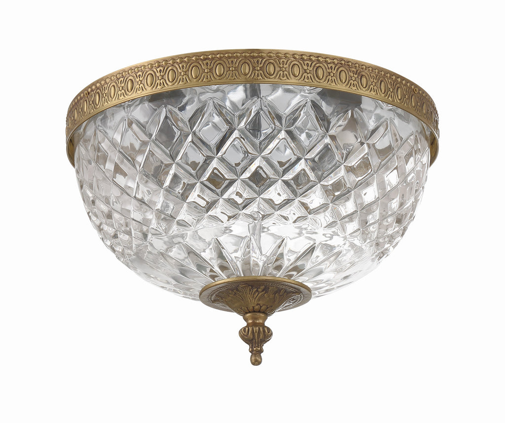 Crystorama Crystorama Crystorama 2 Light Olde Brass Crystal Flush Mount