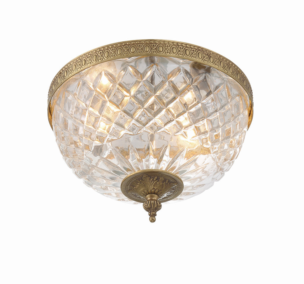 Crystorama Crystorama Crystorama 2 Light Olde Brass Crystal Flush Mount