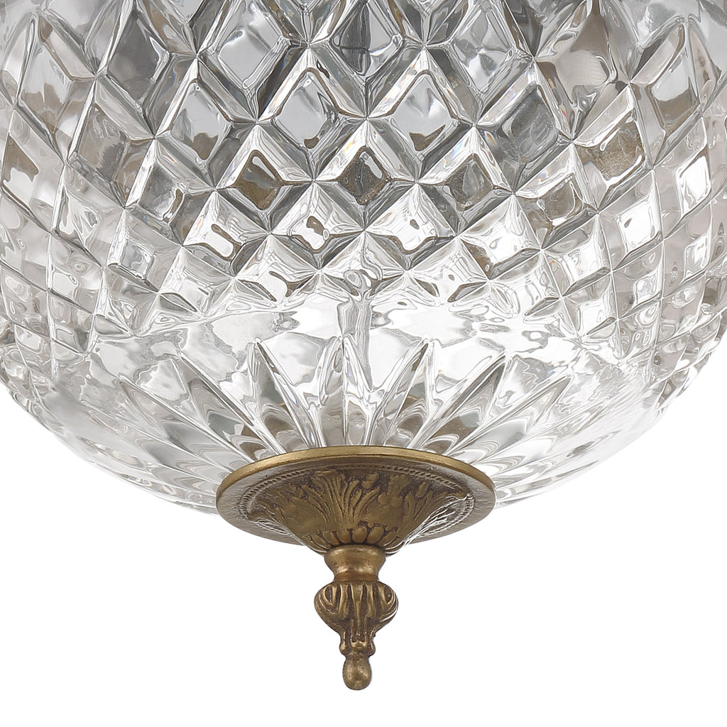 Crystorama Crystorama Crystorama 2 Light Olde Brass Crystal Flush Mount