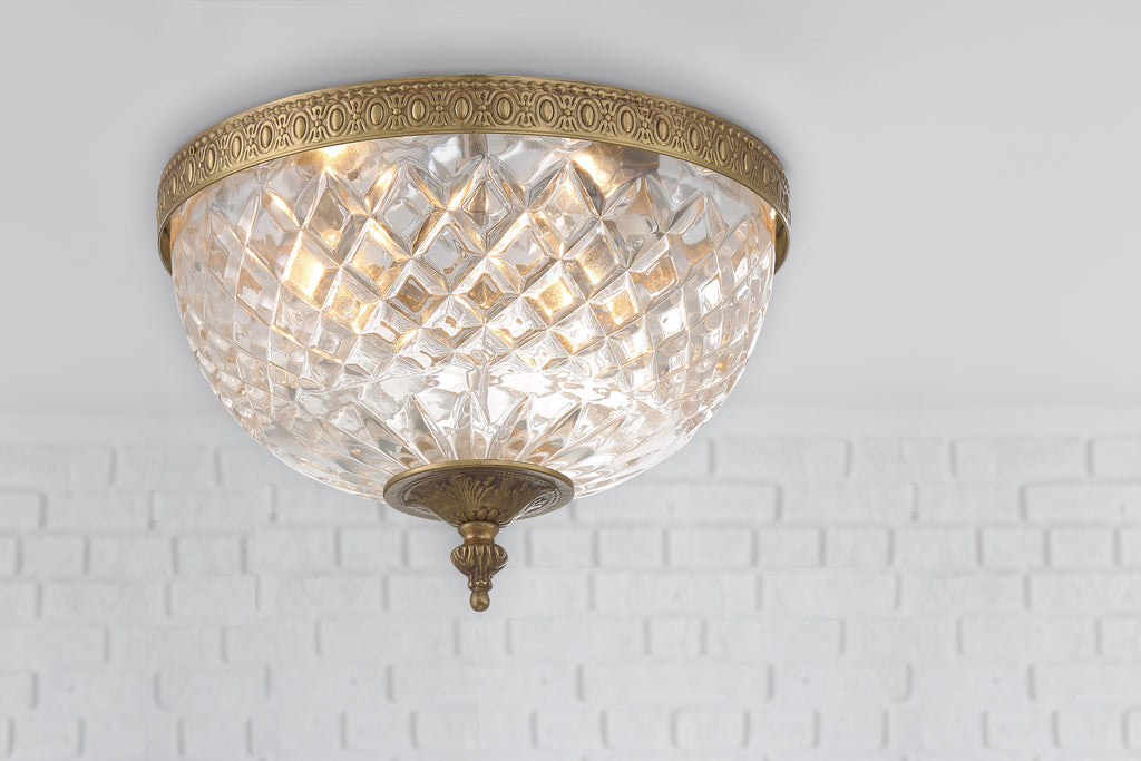 Crystorama Crystorama Crystorama 2 Light Olde Brass Crystal Flush Mount