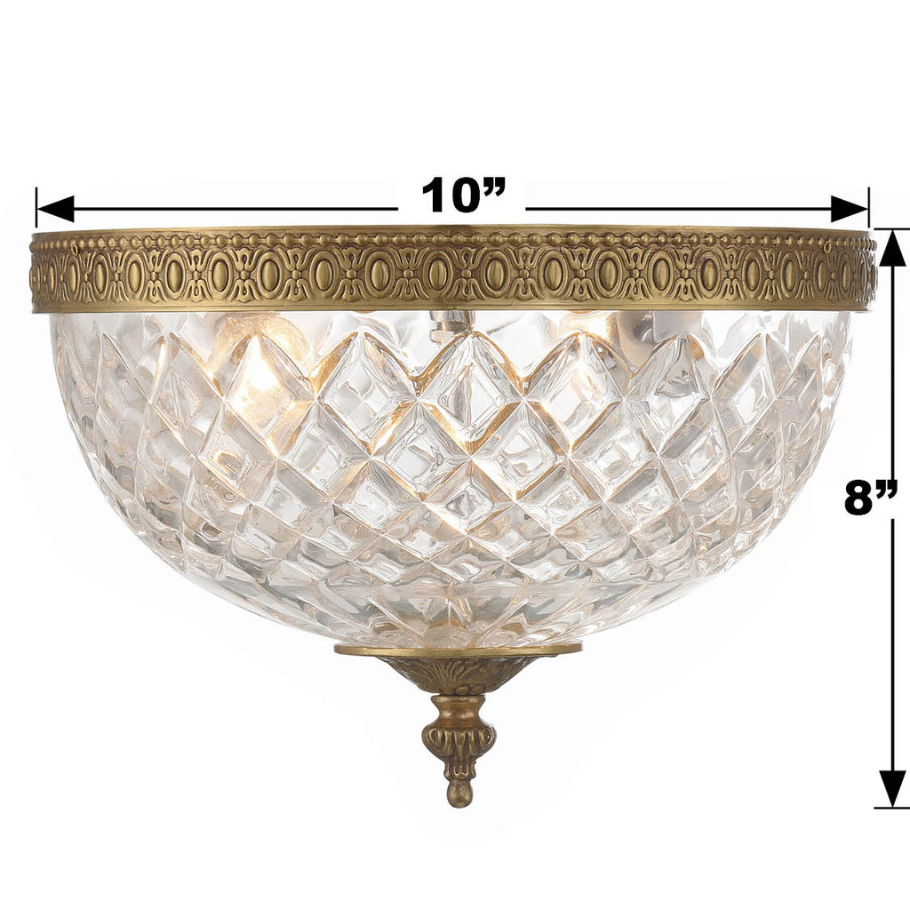 Crystorama Crystorama Crystorama 2 Light Olde Brass Crystal Flush Mount