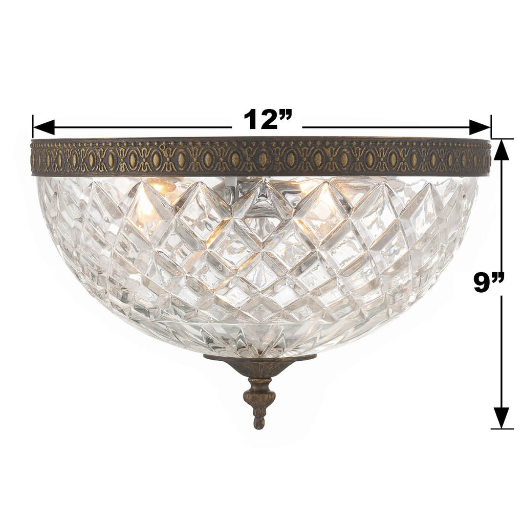 Crystorama Crystorama Crystorama 3 Light English Bronze Crystal Flush Mount