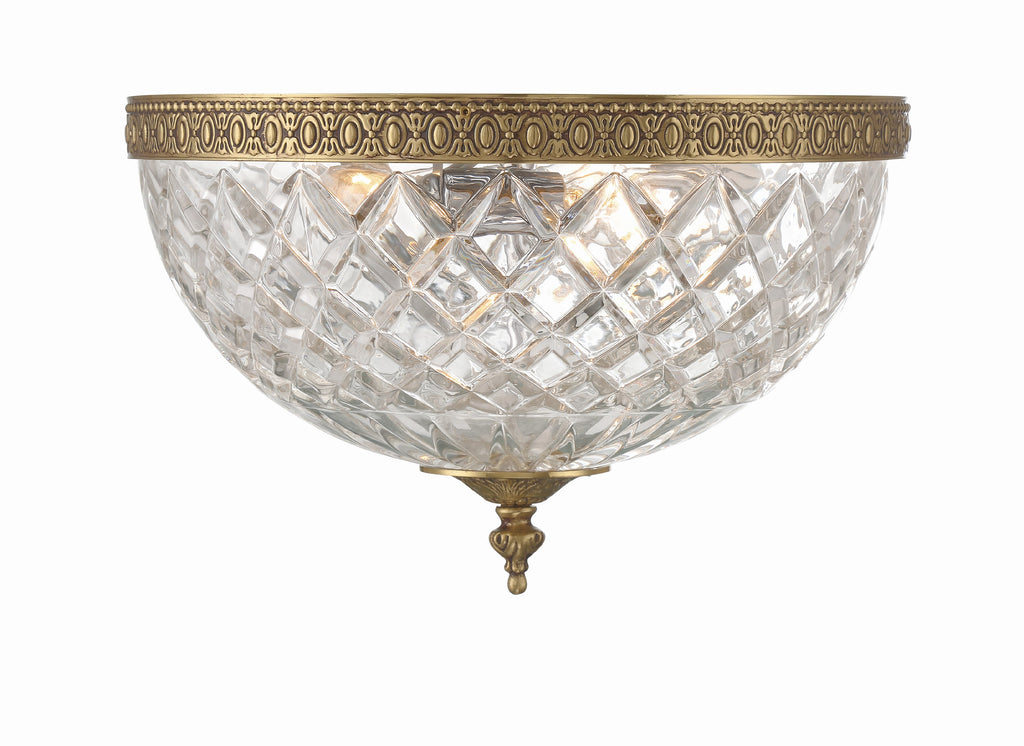 Crystorama Crystorama Crystorama 3 Light Olde Brass Crystal Flush Mount