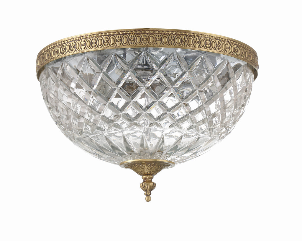 Crystorama Crystorama Crystorama 3 Light Olde Brass Crystal Flush Mount