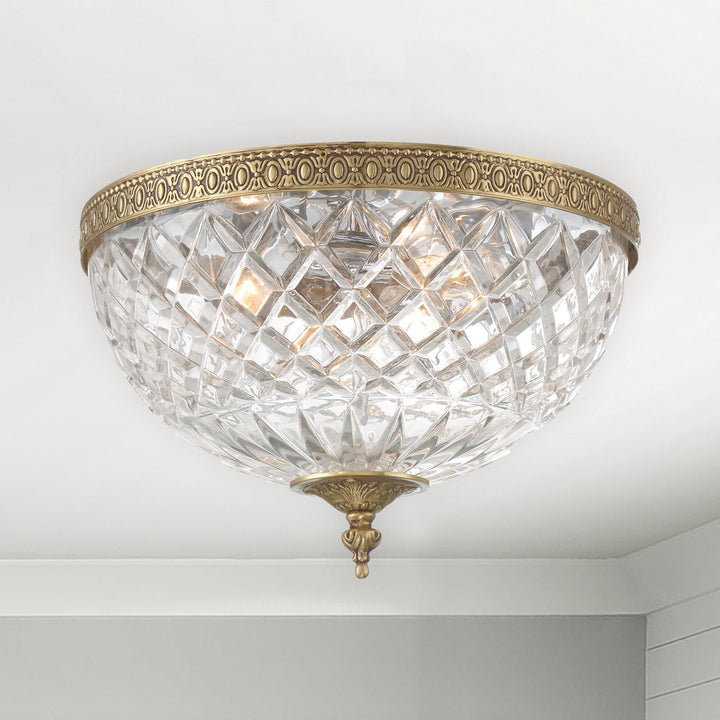 Crystorama Crystorama Crystorama 3 Light Olde Brass Crystal Flush Mount