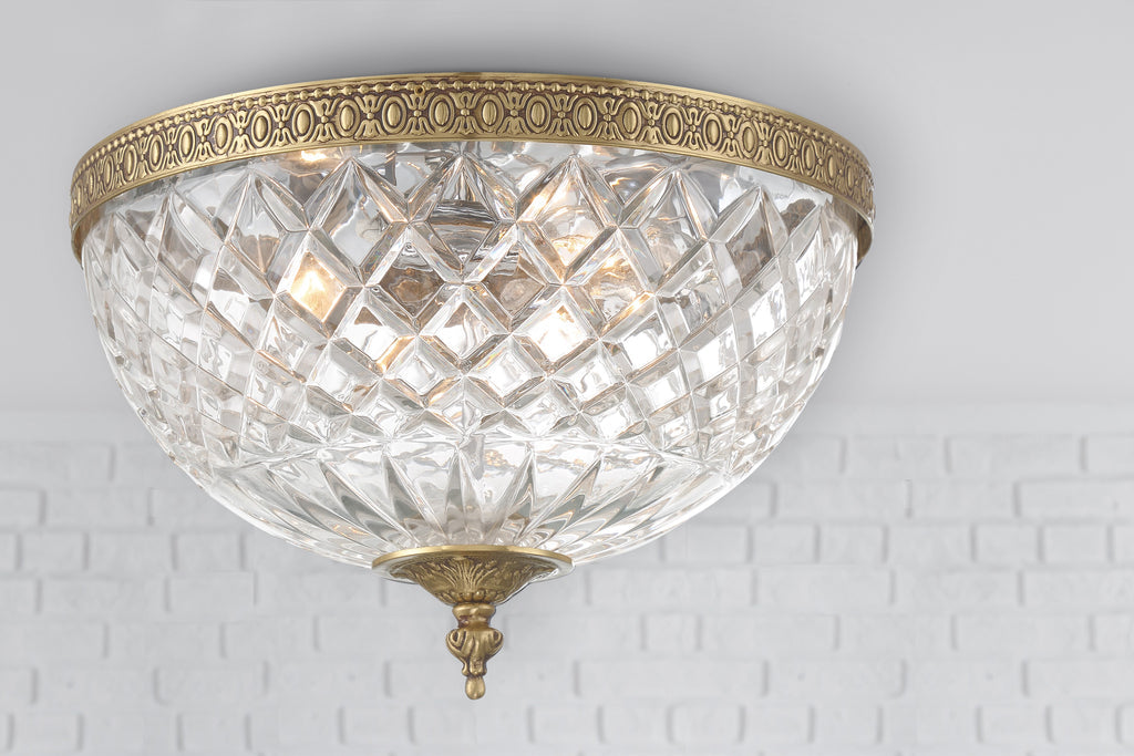 Crystorama Crystorama Crystorama 3 Light Olde Brass Crystal Flush Mount