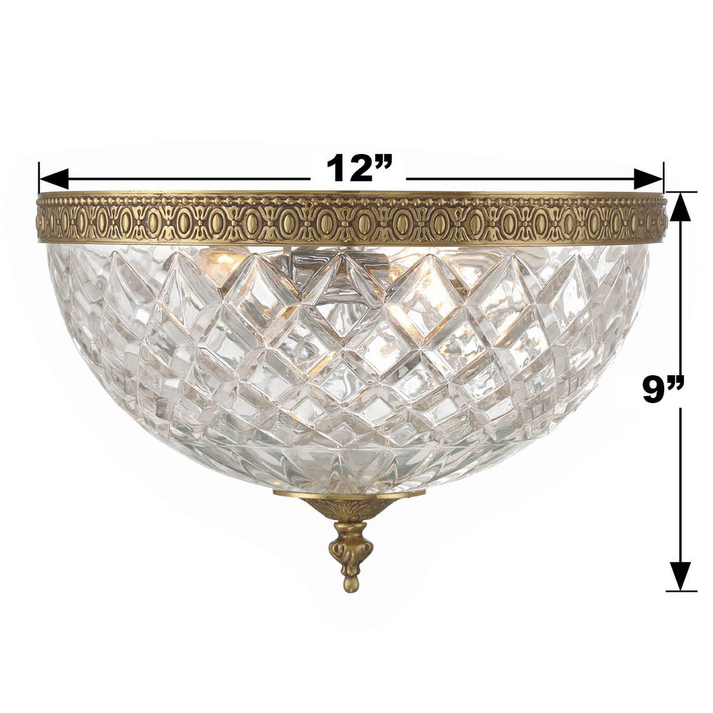 Crystorama Crystorama Crystorama 3 Light Olde Brass Crystal Flush Mount