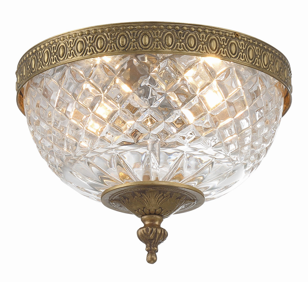 Crystorama Crystorama Crystorama 2 Light Olde Brass Crystal Flush Mount