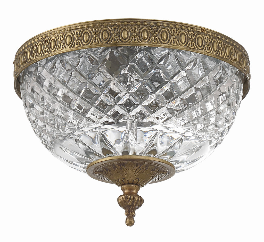 Crystorama Crystorama Crystorama 2 Light Olde Brass Crystal Flush Mount